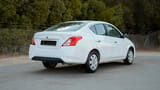 Used 2022 Nissan Sunny SV in White – Right Back Diagonal (45°) View for Sale at First Choice Cars Dubai Sharjah