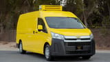 Used 2020 Toyota Hiace GL High Roof Yellow – Right Front Diagonal (45°) View at First Choice Cars Sharjah