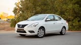 Used 2024 Nissan Sunny SV White – Left Front Diagonal (45°) View at First Choice Cars Sharjah