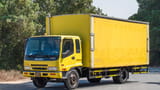 Used 2016 Isuzu FSR Cargo Body Yellow – Left Front Diagonal (45°) View at First Choice Cars Sharjah