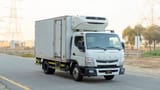 Used 2020 Mitsubishi Canter Chiller Box White – Right Front Diagonal (45°) View at First Choice Cars Sharjah