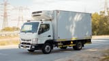 Used 2020 Mitsubishi Canter Chiller Box White – Left Front Diagonal (45°) View at First Choice Cars Sharjah
