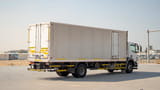 Used 2020 Mitsubishi FUSO FJ Freezer Box White – Right Back Diagonal (45°) View at First Choice Cars Sharjah