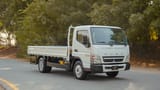 Used 2017 Mitsubishi Canter Cargo Body White – Right Front Diagonal (45°) View at First Choice Cars Sharjah