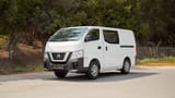 Used 2022 Nissan Urvan Standard Roof in White – Left Front Diagonal (45°) View for Sale at First Choice Cars Dubai Sharjah