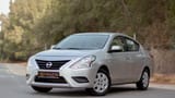 Used 2022 Nissan Sunny SV in Silver – Left Front Diagonal (45°) View for Sale at First Choice Cars Dubai Sharjah