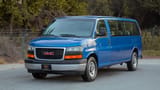 Used 2019 GMC Savana Passanger Van in Blue – Left Front Diagonal (45°) View for Sale at First Choice Cars Dubai Sharjah