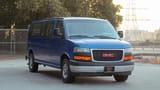 Used 2019 GMC Savana Passanger Van in Blue – Right Front Diagonal (45°) View for Sale at First Choice Cars Dubai Sharjah