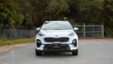 Used 2019 Kia Sportage LX in White – Front View for Sale at First Choice Cars Dubai Sharjah