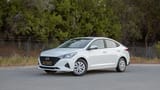 Used 2023 Hyundai Accent Smart in White – Left Front Diagonal (45°) View for Sale at First Choice Cars Dubai Sharjah