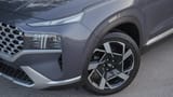 Used 2023 Hyundai Santa Fe Premium Plus in Grey – Headlight Close-up for Sale at First Choice Cars Dubai Sharjah