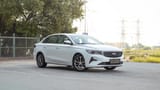 Used 2025 Geely Emgrand GF in White – Right Front Diagonal (45°) View for Sale at First Choice Cars Dubai Sharjah