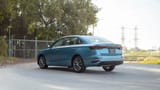 Used 2024 Geely Emgrand GF in Blue – Left Back Diagonal (45°) View for Sale at First Choice Cars Dubai Sharjah