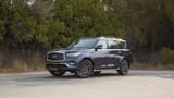 Used 2024 Infiniti QX80 Luxury in Blue – Left Front Diagonal (45°) View for Sale at First Choice Cars Dubai Sharjah