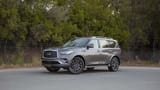 Used 2023 Infiniti QX80 Sensory in Grey – Left Front Diagonal (45°) View for Sale at First Choice Cars Dubai Sharjah