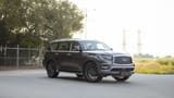 Used 2023 Infiniti QX80 Sensory in Grey – Right Front Diagonal (45°) View for Sale at First Choice Cars Dubai Sharjah