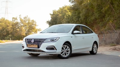 Used 2022 MG 5 Comfort White – Left Front Diagonal (45°) View at First Choice Cars Sharjah