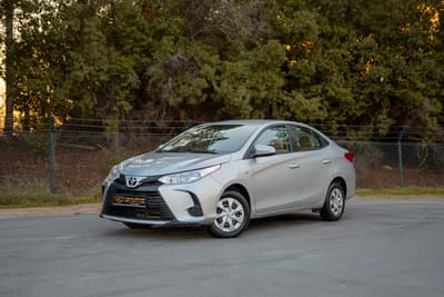 Used 2022 Toyota Yaris E Silver – Left Front Diagonal (45°) View at First Choice Cars Sharjah
