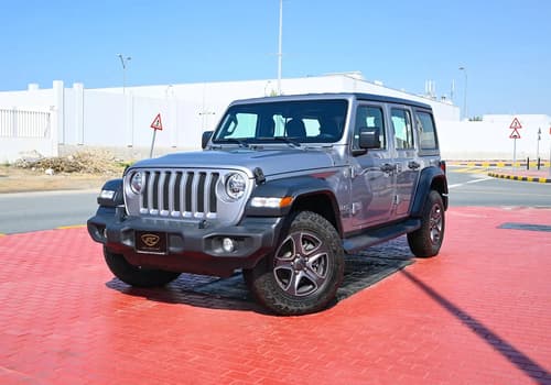Used 2019 Jeep Wrangler Unlimited Sport Silver – Left Front Diagonal (45°) View at First Choice Cars Sharjah