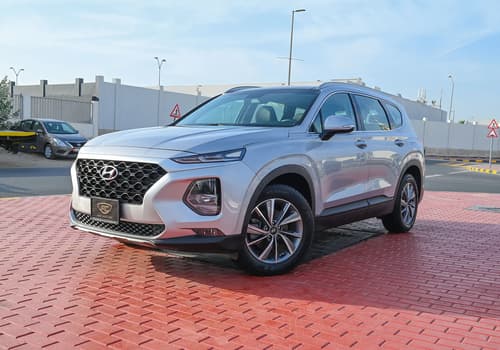 Used 2020 Hyundai Santa Fe GLS Silver – Left Front Diagonal (45°) View at First Choice Cars Sharjah