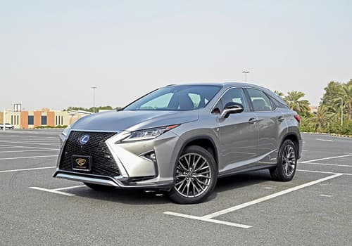 Used 2017 Lexus RX-Series RX 450h L Platinum Silver – Left Front Diagonal (45°) View at First Choice Cars Sharjah
