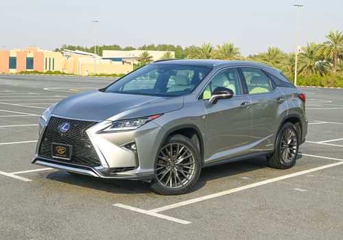 Used 2017 Lexus RX-Series RX 450h F Sport Silver – Left Front Diagonal (45°) View at First Choice Cars Sharjah