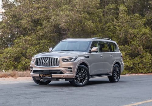 Used 2023 Infiniti QX80 Luxury Grey – Left Front Diagonal (45°) View at First Choice Cars Sharjah