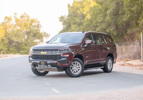 Used 2023 Chevrolet Tahoe LS Maroon – Left Front Diagonal (45°) View at First Choice Cars Sharjah