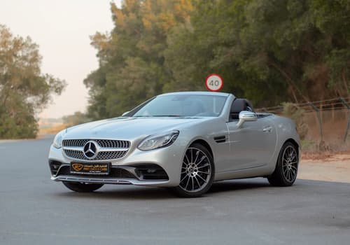 Used 2017 Mercedes-Benz SLC-Class 200 Silver – Left Front Diagonal (45°) View at First Choice Cars Sharjah