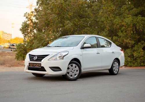 Used 2024 Nissan Sunny SV White – Left Front Diagonal (45°) View at First Choice Cars Sharjah