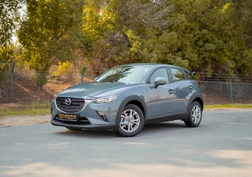 Used 2023 Mazda CX-3 GS in Blue – Left Front Diagonal (45°) View for Sale at First Choice Cars Dubai Sharjah