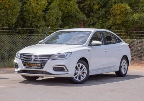 Used 2022 MG 5 Comfort White – Left Front Diagonal (45°) View at First Choice Cars Sharjah