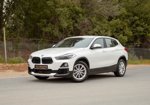 Used 2020 BMW X2 S-Drive 20i in White – Left Front Diagonal (45°) View for Sale at First Choice Cars Dubai Sharjah