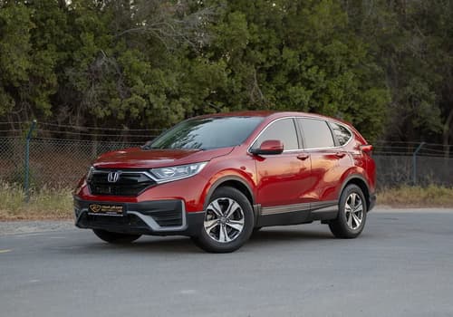 Used 2021 Honda CR-V LX in Red – Left Front Diagonal (45°) View for Sale at First Choice Cars Dubai Sharjah