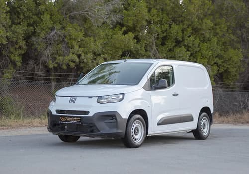 Used 2025 Fiat Doblo Cargo in White – Left Front Diagonal (45°) View for Sale at First Choice Cars Dubai Sharjah
