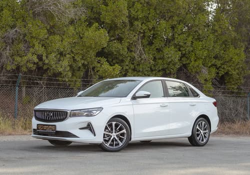 Used 2025 Geely Emgrand GF in White – Left Front Diagonal (45°) View for Sale at First Choice Cars Dubai Sharjah