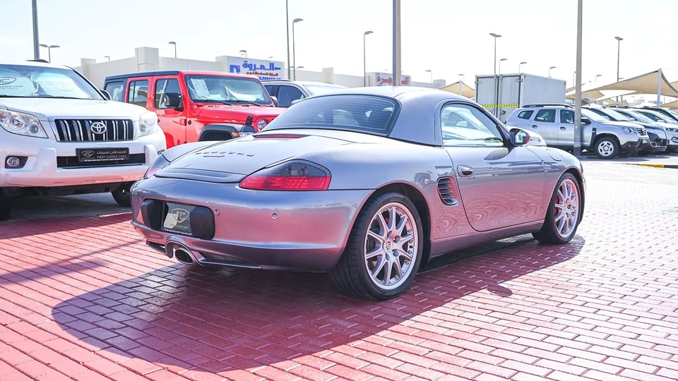 Used 2004 Porsche Boxster S Variant in Silver – Right Back Diagonal (45°) View for Sale at First Choice Cars Dubai Sharjah