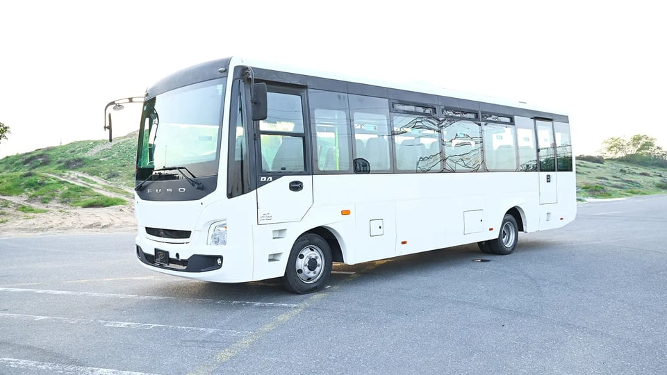 Used 2020 Mitsubishi Fuso BA 37-Seater in White – Left Front Diagonal (45°) View for Sale at First Choice Cars Dubai Sharjah