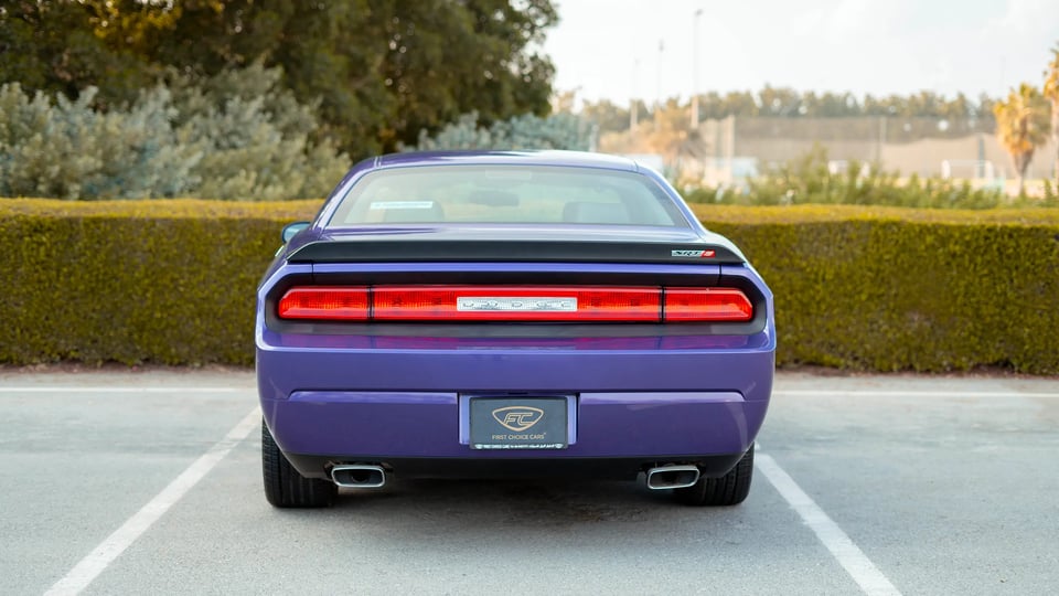 Used 2010 Dodge Challenger SRT8 Purple – Back/Rear View at First Choice Cars Sharjah