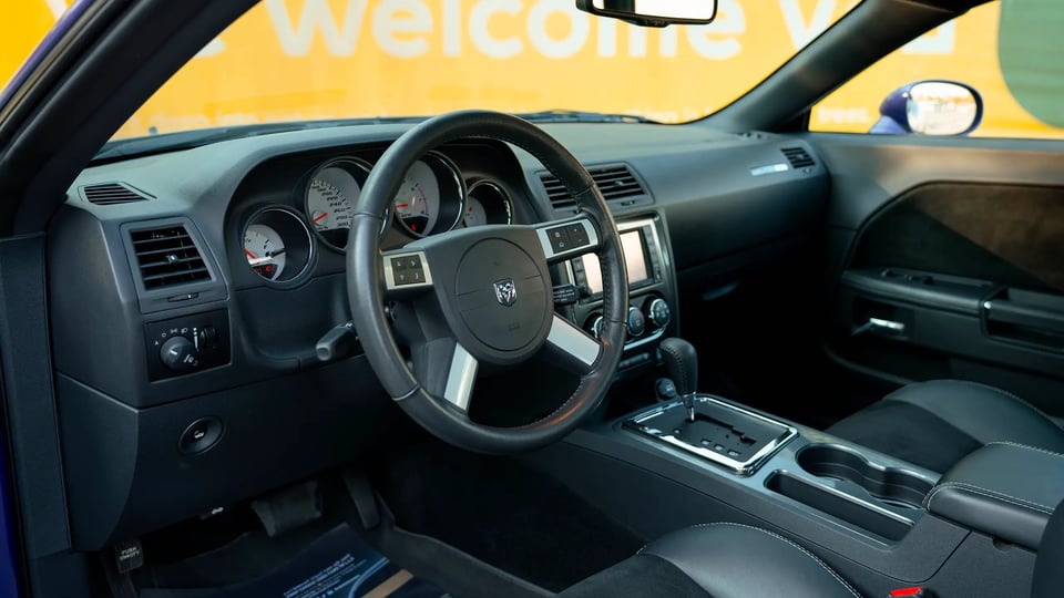 Used 2010 Dodge Challenger SRT8 Purple – Driver Side Dashboard & Steering View at First Choice Cars Sharjah