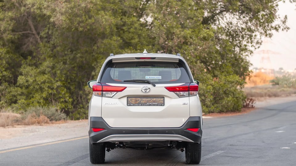 Used 2023 Toyota Rush EX in White – Back/Rear View for Sale at First Choice Cars Dubai Sharjah