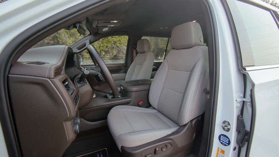 Used 2023 Chevrolet Tahoe LS in White – Front Driver Side Cabin View for Sale at First Choice Cars Dubai Sharjah