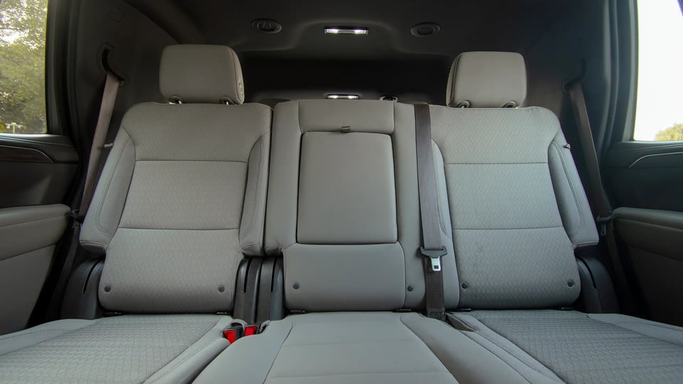 Used 2023 Chevrolet Tahoe LS in White – Rear Seat View for Sale at First Choice Cars Dubai Sharjah