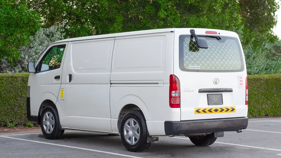 Used 2022 Toyota Hiace GL Standard Roof White – Left Back Diagonal (45°) View at First Choice Cars Sharjah