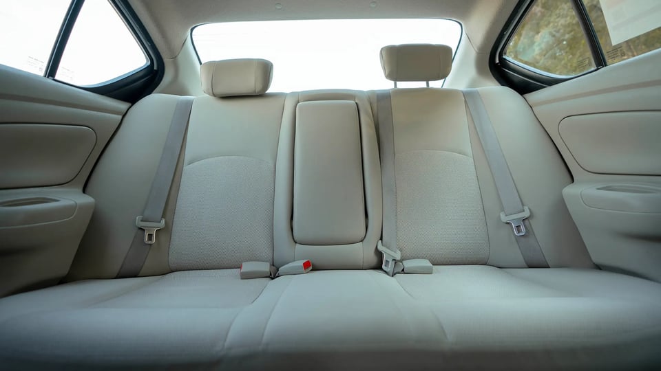 Used 2022 Nissan Sunny SV in White – Rear Seat View for Sale at First Choice Cars Dubai Sharjah