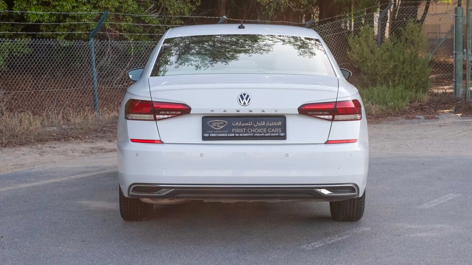 Used 2020 Volkswagen Passat Trendline in White – Back/Rear View for Sale at First Choice Cars Dubai Sharjah