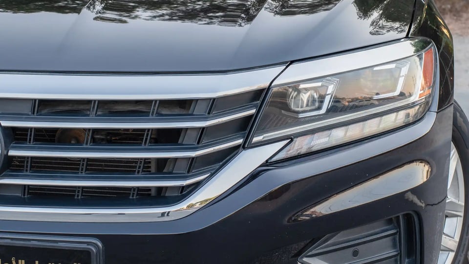 Used 2020 Volkswagen Passat Trendline in Black – Headlight Close-up for Sale at First Choice Cars Dubai Sharjah