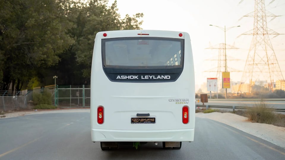 Used 2022 Ashok Leyland Oyster Bus in White – Back/Rear View for Sale at First Choice Cars Dubai Sharjah