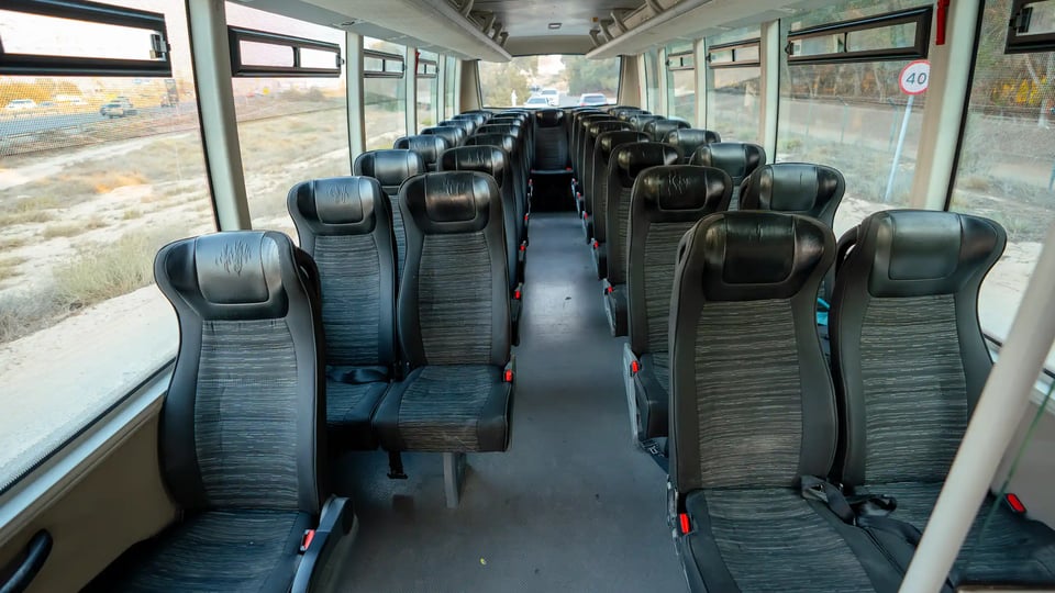 Used 2022 Ashok Leyland Oyster Bus in White – Rear Seat View for Sale at First Choice Cars Dubai Sharjah