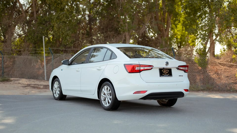Used 2022 MG 5 Comfort White – Left Back Diagonal (45°) View at First Choice Cars Sharjah